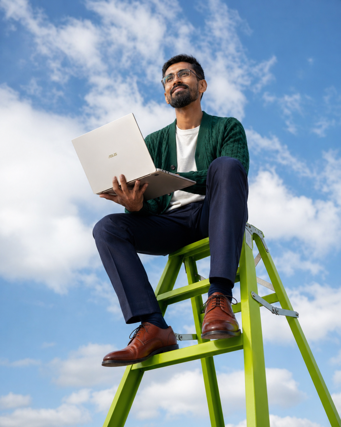 Person with laptop representing data-driven growth strategy